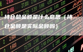 持仓总金额是什么意思（持仓金额是实际金额吗）