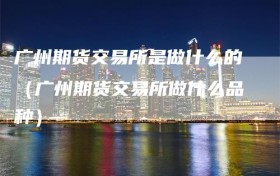 广州期货交易所是做什么的（广州期货交易所做什么品种）