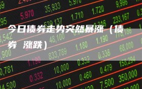 今日债券走势突然暴涨（债券 涨跌）