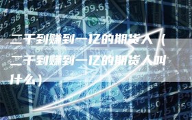 二千到赚到一亿的期货人（二千到赚到一亿的期货人叫什么）