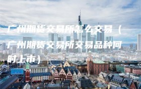 广州期货交易所怎么交易（广州期货交易所交易品种何时上市）