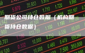 期货公司持仓数据（机构期货持仓数据）