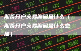 期货开户交易编码是什么（期货开户交易编码是什么意思）