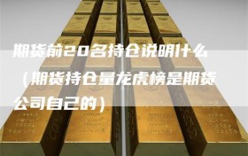 期货前20名持仓说明什么（期货持仓量龙虎榜是期货公司自己的）
