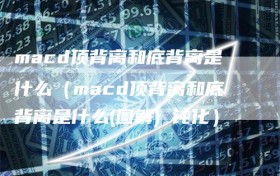 macd顶背离和底背离是什么（macd顶背离和底背离是什么(图解) 钝化）
