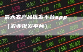 最大农产品批发平台app（农业批发平台）