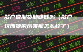 散户做期货能赚钱吗（散户玩期货的后来都怎么样了）