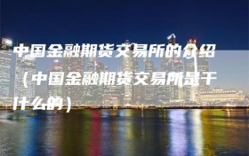 中国金融期货交易所的介绍（中国金融期货交易所是干什么的）