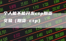 个人能不能开发ctp期货交易（期货 ctp）
