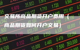 交易所商品期货开户费用（商品期货如何开户交易）