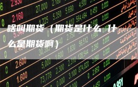 啥叫期货（期货是什么 什么是期货啊）