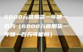 6000元做期货一年赚一百万（6000元做期货一年赚一百万可能吗）