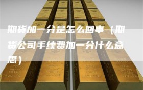 期货加一分是怎么回事（期货公司手续费加一分什么意思）