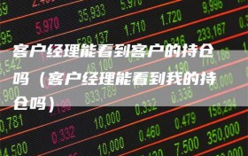 客户经理能看到客户的持仓吗（客户经理能看到我的持仓吗）