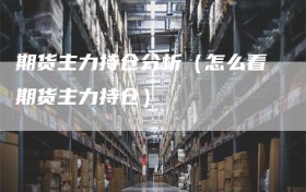 期货主力持仓分析（怎么看期货主力持仓）