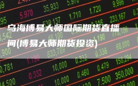 乌海博易大师国际期货直播间(博易大师期货投资)
