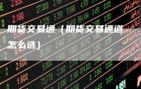 期货交易通（期货交易通道怎么选）