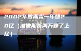 2002年做期货一年赚20亿（谁做期货两万赚了上亿）
