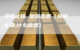 及时止损 是啥意思（及时止损,什么意思）