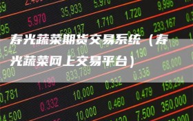 寿光蔬菜期货交易系统（寿光蔬菜网上交易平台）