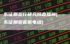 东证期货行研究院直播间(东证期货客服电话)