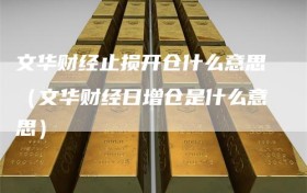 文华财经止损开仓什么意思（文华财经日增仓是什么意思）