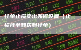 挂单止损卖出如何设置（止损挂单和获利挂单）