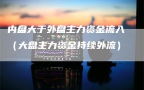 内盘大于外盘主力资金流入（大盘主力资金持续外流）