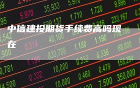 中信建投期货手续费高吗现在
