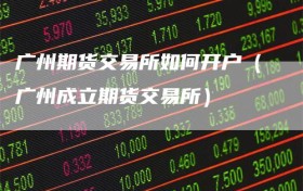 广州期货交易所如何开户（广州成立期货交易所）