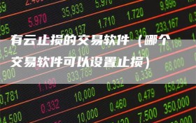 有云止损的交易软件（哪个交易软件可以设置止损）