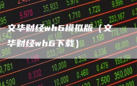 文华财经wh6模拟版（文华财经wh6下载）
