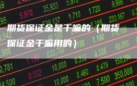 期货保证金是干嘛的（期货保证金干嘛用的）