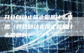 开仓自动止损止盈是什么意思（开仓自动止损止盈是什么意思啊）