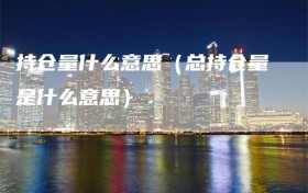 持仓量什么意思（总持仓量是什么意思）