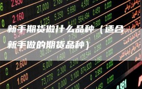 新手期货做什么品种（适合新手做的期货品种）