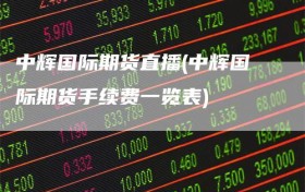 中辉国际期货直播(中辉国际期货手续费一览表)