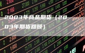 2003年商品期货（2003年期货回顾）