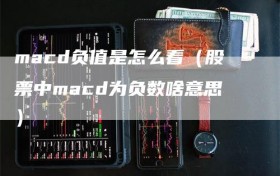 macd负值是怎么看（股票中macd为负数啥意思）