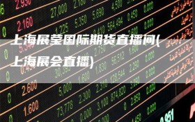上海展莹国际期货直播间(上海展会直播)