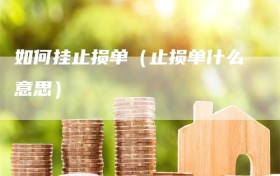 如何挂止损单（止损单什么意思）