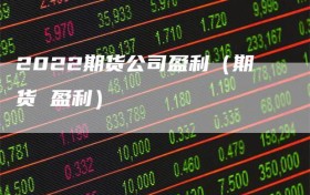 2022期货公司盈利（期货 盈利）