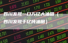 四川发现一口万亿大油田（四川发现千亿吨油田）