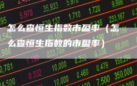 怎么查恒生指数市盈率（怎么查恒生指数的市盈率）