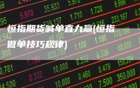 恒指期货喊单直九赢(恒指做单技巧规律)