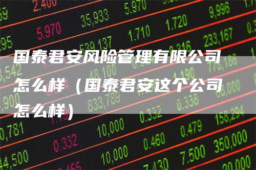 国泰君安风险管理有限公司怎么样(国泰君安这个公司怎么样)