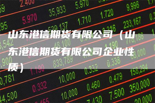 山东港信期货有限公司（山东港信期货有限公司企业性质）