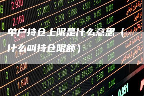 单户持仓上限是什么意思(什么叫持仓限额)