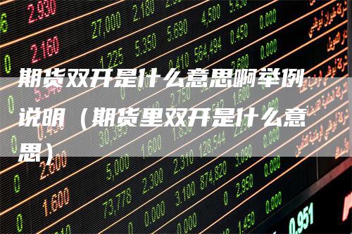 期货双开是什么意思啊举例说明(期货里双开是什么意思)