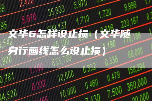文华6怎样设止损(文华随身行画线怎么设止损)